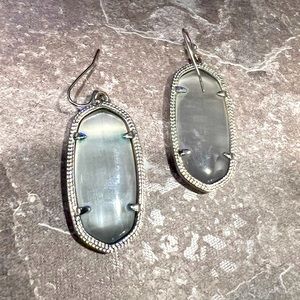 Elle Silver Drop Earrings in Slate Cats Eye